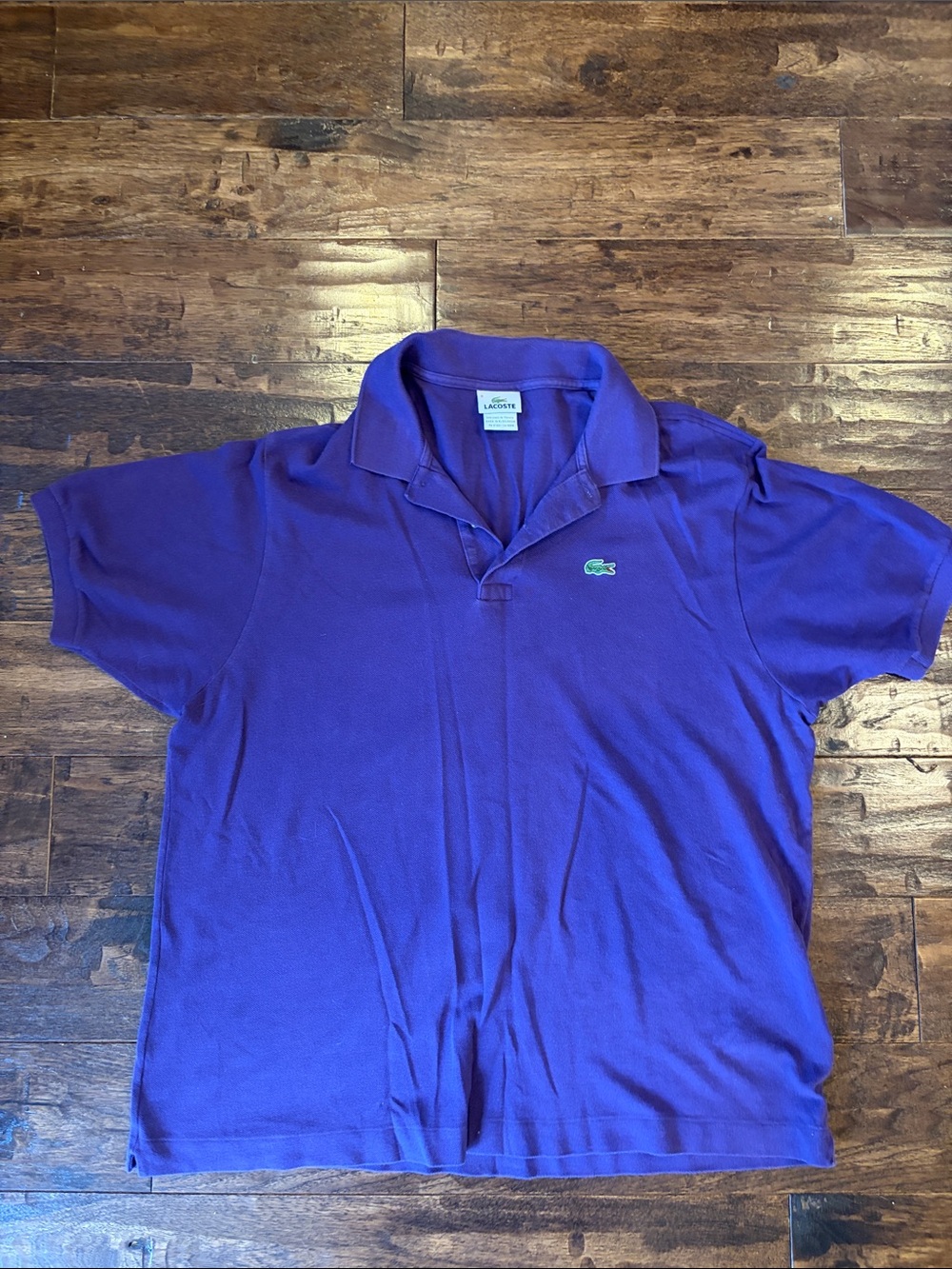 Lacoste Men's Deep Purple Polo Shirt with Green Crocodile Logo